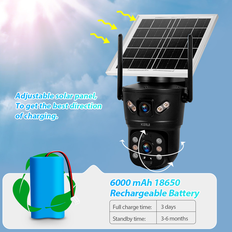 Home Security La - KERUI 6MP 4G SIM WiFi Solar